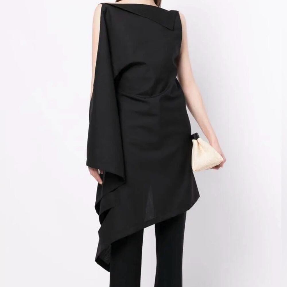 The Row Bamby Decontructed Top Black size XS/S Apron style Wool Flowy Open back - Picture 8 of 12